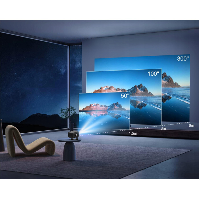 Проектор Heelly Smart TV: 20000 Лм, Android, WiFi, Full HD, підтримка 4K, автофокус