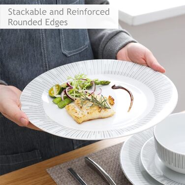 Набір посуду VEWEET FRAME на 4 особи (16 предметів): тарілки, миски, чашки, порцеляна