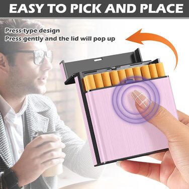 Металеве тютюнотримач на 40 сигарет, великий, з магнітною кришкою, рожеве золото, для чоловіків та жінок