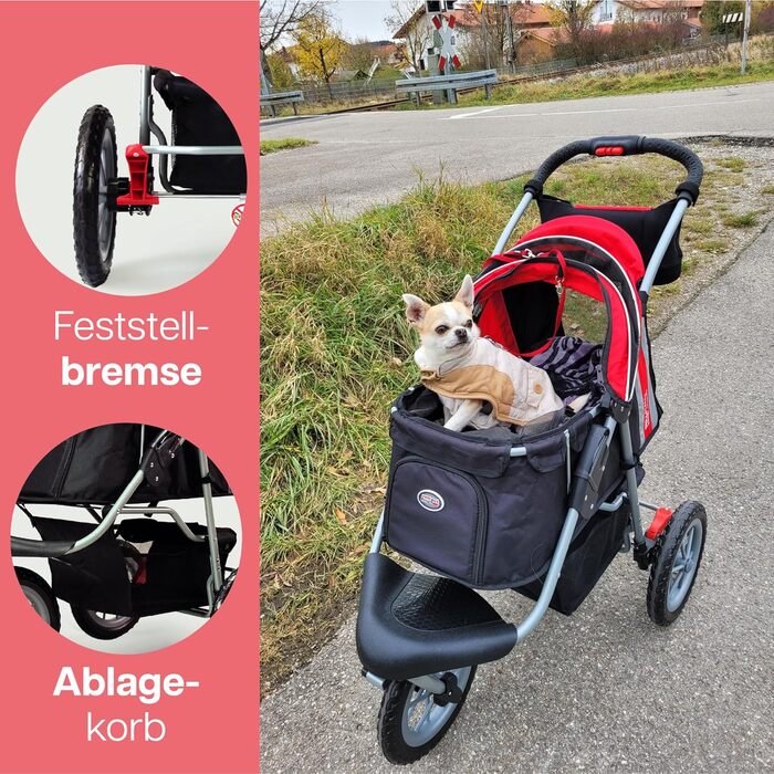 Візок для собак Innopet Comfort EFA Eco чорно-срібний – складний візок для собак та котів, для бездоріжжя та пляжу, колеса 30см, вантажопідйомність 25кг, перероблений нейлон