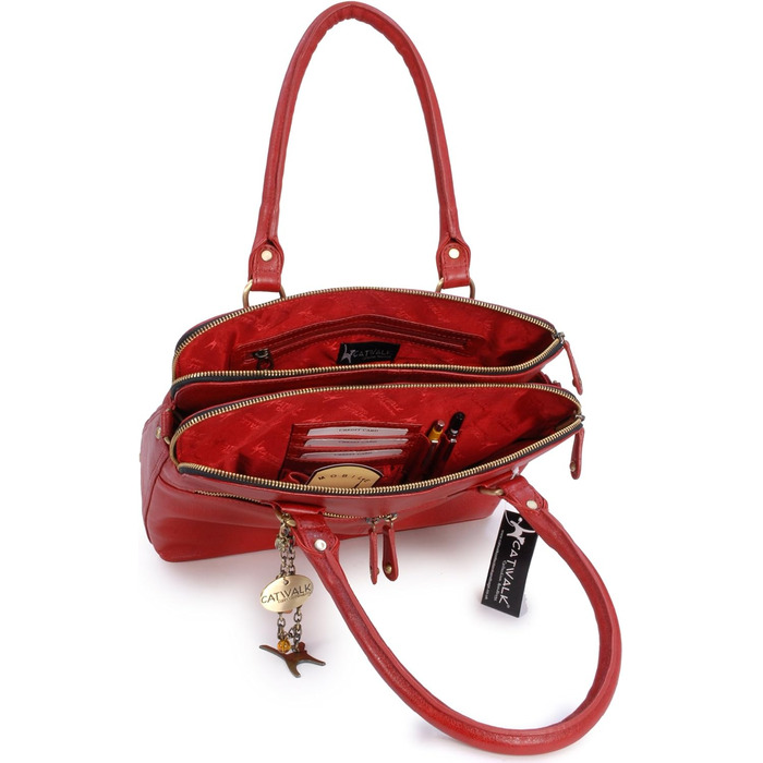 Сумка жіноча шкіряна Catwalk Collection Victoria червона, велика сумка-тоут через плече з відстібним ременем
