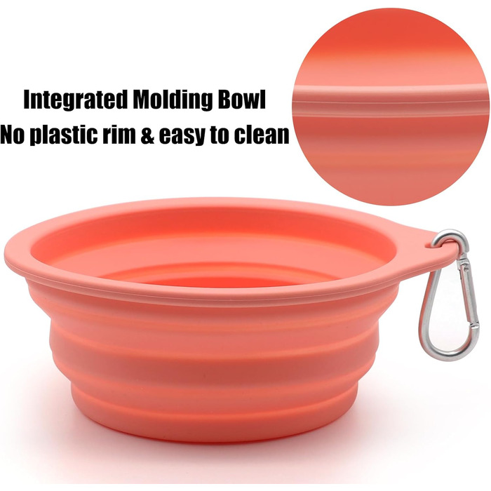 SLSON 2 миски для собак та котів, інтегровані, складні, без краю, з пластику, 600 мл (сірий + рожевий)