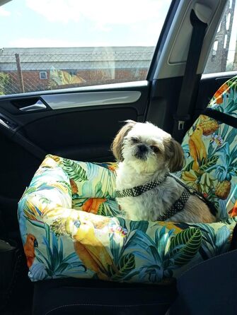 Крісло-ліжко для собак у машину Petsen з іменем, корзина для собак маленьких порід, автоліжко для собак, автокорзина для собак, ліжко для собак (також підходить для птахів)