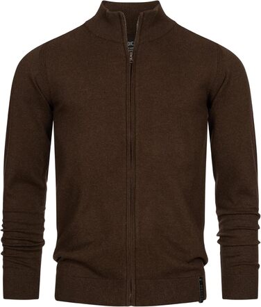 Кардиган чоловічий Indicode з трикотажу з бавовни (80%), з високим коміром, колір: темно-коричневий мікс