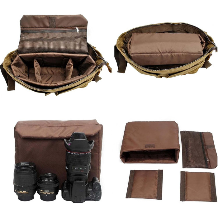 Водонепроникна фотосумка Neuleben для DSLR, наплічна, вінтаж, велика, з канвасу та шкіри, зелена