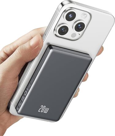 Портативний зарядний акумулятор Power Bank для iPhone з MagSafe, Ultra Slim 10000mAh, бездротова зарядка, 20W PD, сірий