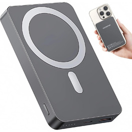 Портативний зарядний Power Bank Portentum MagSafe 10000 mAh: Швидка зарядка 22.5W, Qi 15W, USB-C, USB-A, Ultra-Slim 14mm для iPhone, Samsung, смартфонів, планшетів