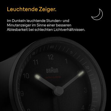 Braun Classic Analog Radio Alarm Clock, Central European Time Zone (CET/GMT+1) with Snooze Function and Illumination, Silent Movement, Crescendo Alarm, Black and Silver, Model BC07SB-DCF.