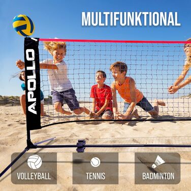 Apollo Adjustable Badminton & Volleyball Net Set - 300cm, 400cm, 500cm - Indoor/Outdoor