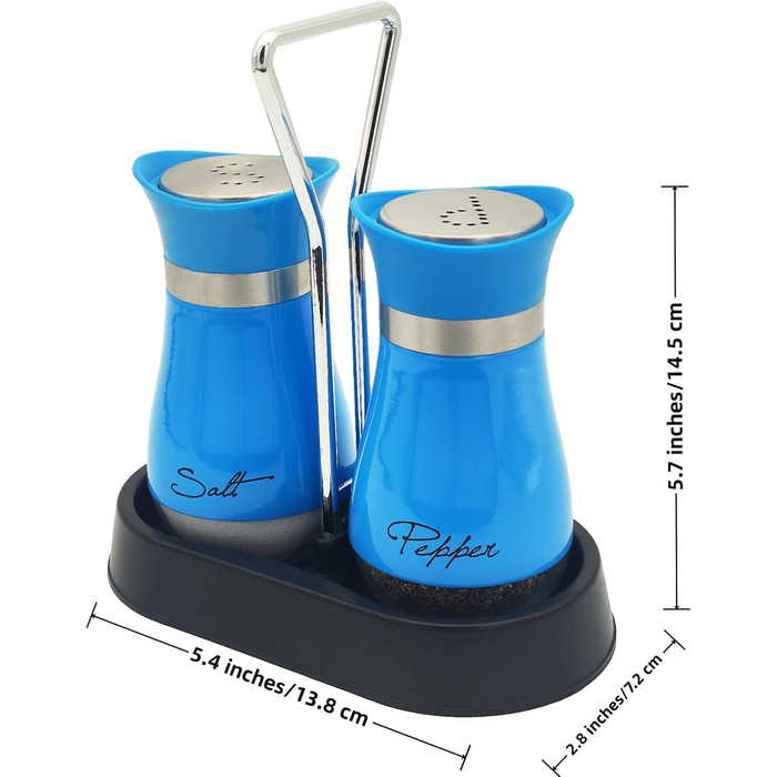 Набір солі та перцю (2 шт) з підставкою, скло та нержавіюча сталь, для кухні та кемпінгу