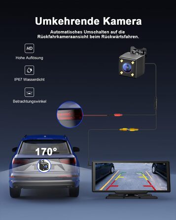 Бездротовий 8,1'' CarPlay дисплей Avylet з IPS-екраном, IP67 камерою заднього виду, GPS-навігацією, Bluetooth 5.0, Mirror Link, FM/AUX, для Android Auto та Apple CarPlay