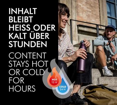 Термокава THERMOcafé by THERMOS TC Bottle 0.75л з нержавіючої сталі, ізотермічна пляшка, стійка до газу, 12 годин гаряче, 24 години холодне, не протікає, для школи, подорожей та офісу (Pastel Water Mat, 750 мл)