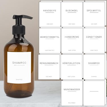 3 диспенсер для мила об'ємом 500 мл з кріпленням на стіну, пластик, для ванної кімнати, з етикетками