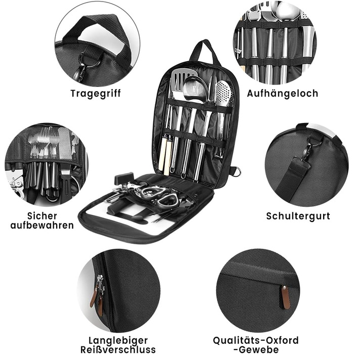 Набір кухонного посуду Berglander 27 предметів: для кемпінгу, пікніків та грилю