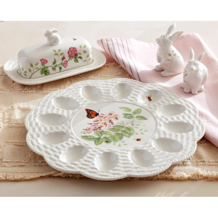 Lenox 7903040 Egg Holder with Butterfly Motif, Porcelain, Multicolor