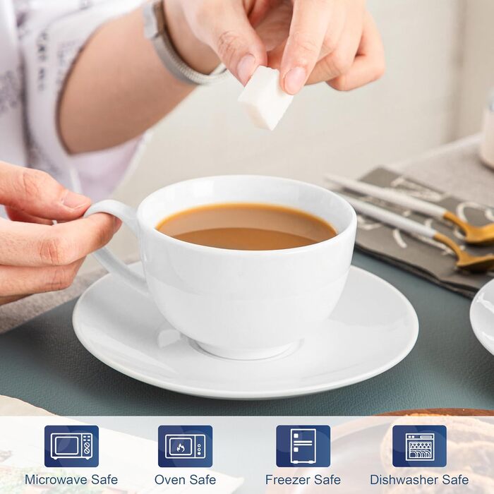 LOVECASA Кавовий сервіз з порцеляни, Sweet, 12-ти частинний, 230 мл, білий, для 6 осіб