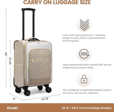 Рюкзак-валіза LOVEVOOK для жінок, 40L, ручна поклажа, водонепроникний, для ноутбука, подорожі, бізнес (20-дюймовий валіза, Бежево-хакі)