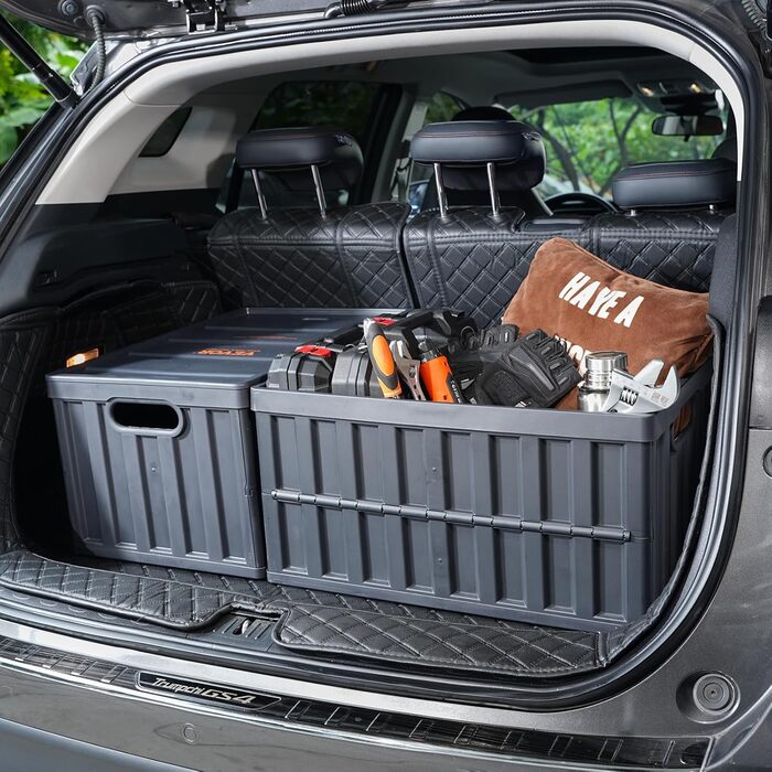 VEVOR 3-Piece Set 65L Professional Folding Box made of PP, Transport Box with Lid, Foldable Storage Box with Handle, Stackable Crates, Storage Box, Folding Boxes, Stackable Boxes for Storage & Transport