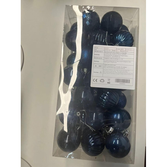 Набір ялинкових прикрас 36 шт. темно-синій, 6 см - ялинкові кулі для декорування