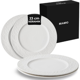 MIAMI - 23 cm, Set of 4 Dinner Plates/Ceramic Plate Set, Dinnerware Set - Modern Plates, Microwave and Dishwasher Safe - Oasis Collection