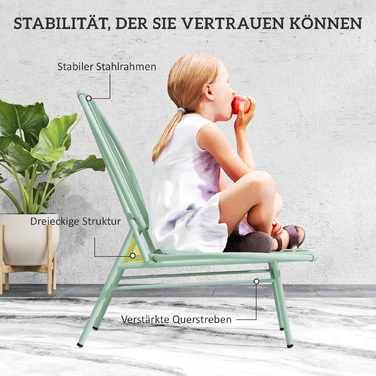 Набір для відпочинку на вулиці Outsunny Bistro-Set, 3 частини, зі сталі, стійкий до погодних умов. Набір садових меблів з бістро-столом, ергономічними стільцями у формі мушлі, набір для балкону та саду, група сидіння, набір для саду, зелений | Aosom