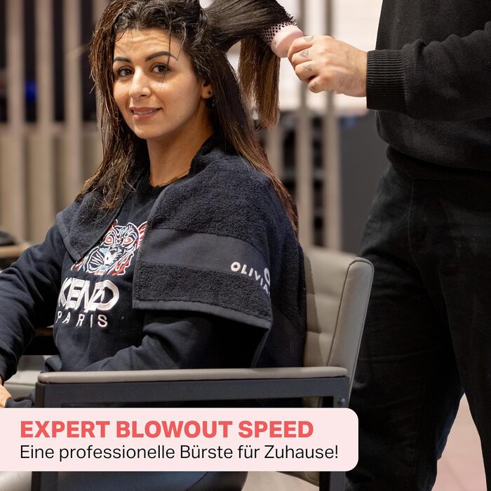 Кругла щітка Olivia Garden Expert Blowout Speed з керамічним покриттям, для швидкої сушки волосся, білий та сірий (55, пастелевий рожевий)