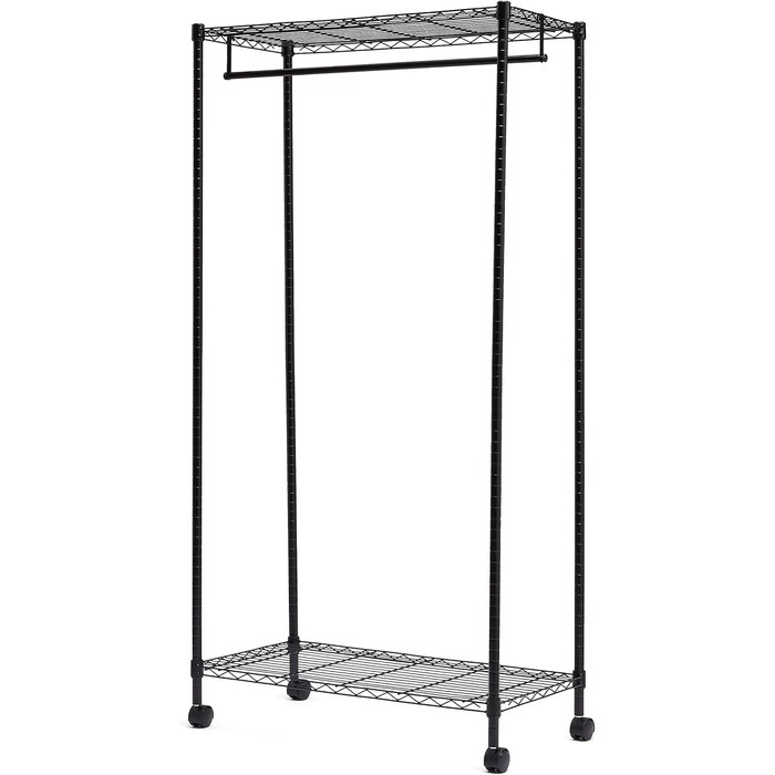 Amazon Basics Clothes Rack with Upper and Lower Shelves, Black, 91 x 45.6 x 180.2 cm