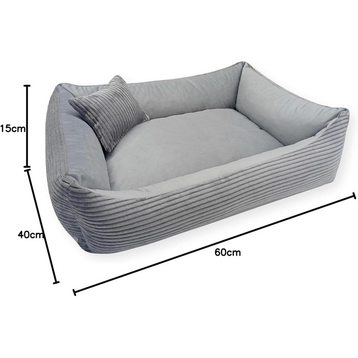 4L Textil М'яке ліжко-гніздечко для котів та собак, гніздо-лежанка, кошик для котів, лежанка для собак, для цуценят, сірий (60x40 см), 60 x 40 x 15 см