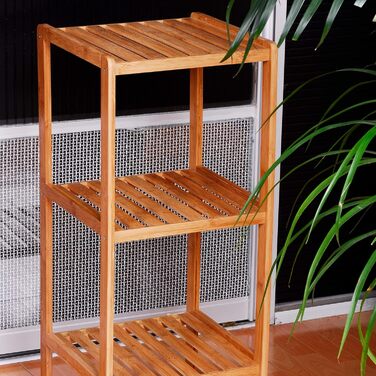 Relaxdays Bamboo Bathroom Shelf with 3 Shelves, HBT: 79 x 33 x 33 cm. Stylish standing shelf made of natural wood. Bamboo shelf as a kitchen shelf or wooden shelf for storage and storage in the bathroom, natural.