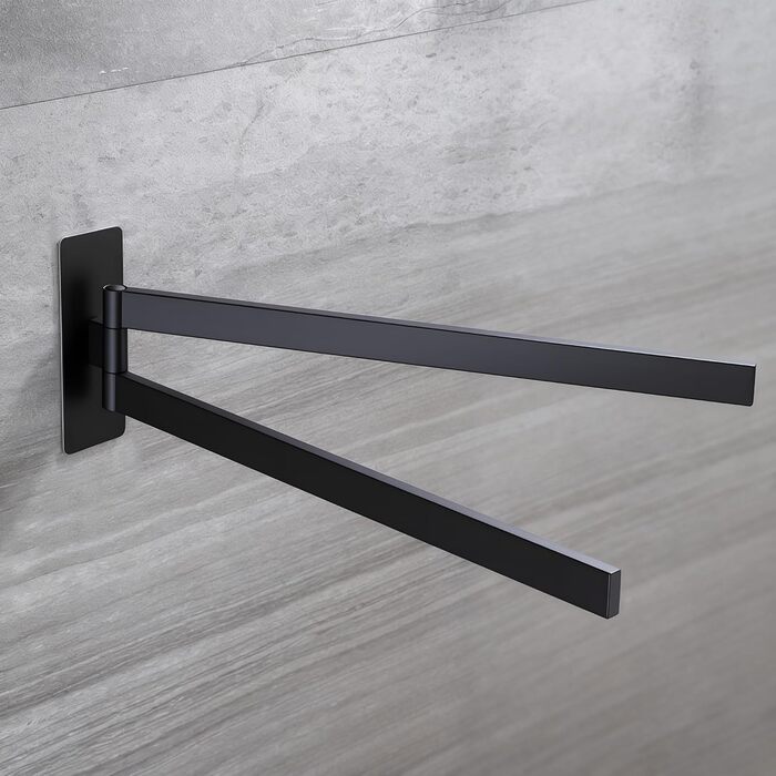 Підвісний тримач для рушників ZUNTO, 2 шт., поворотний 180°, не потребує свердління, нержавіюча сталь 304, для ванної та кухні, сріблястий (матова чорна), 40.8 см