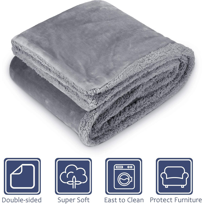 М'яка ковдра для домашніх тварин з флісу, Sherpa, плюшева, для собак, котів, цуценят, 152x127 см