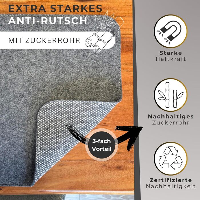 Підкладка на стіл Kontor28® з фетру 80x37.5 см, сіра (urbangrau), виготовлено в Німеччині - захист від ковзання, миється, з переробленого PET