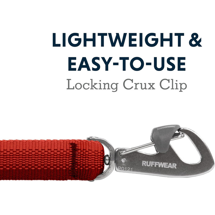 RUFFWEAR Front Lead, lightweight, 1.5 m, strong lead with padded handle and secure swivel Crux Clip, compact, flat Tubelok webbing, (Red Canyon, one size)