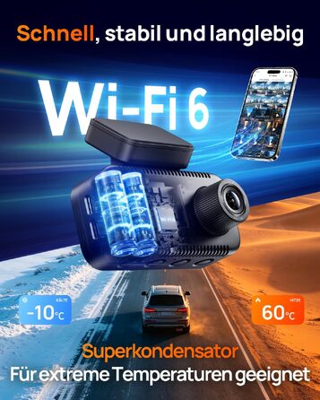Автомобільний відеореєстратор 70mai A810 Lite 4K з Wi-Fi 6, передня та задня камери, чорний (Carbon Black)