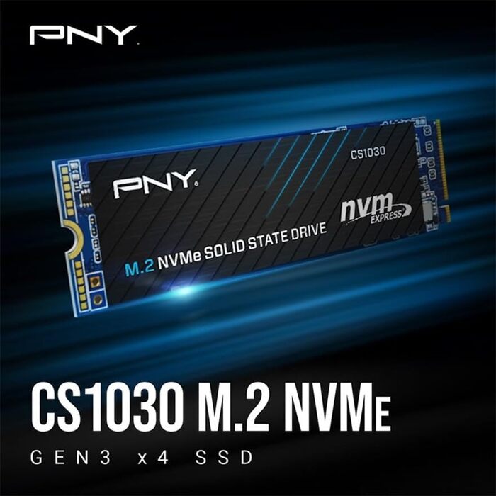 SSD PNY CS1030 500GB M.2 NVMe PCIe Gen3 x4 - 2100 МБ/с читання, 1700 МБ/с запис