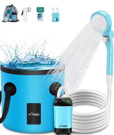 Портативна душова кабіна WADEO з акумулятором, насосом та баком 20л для кемпінгу, відпочинку, автомийки та т.д.