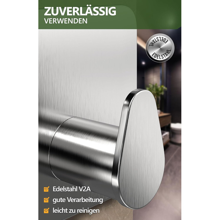 Набір гачків для рушників 4smile - 5 шт. для ванної кімнати, самоклеючі, срібні, з 3M-клейкими панелями