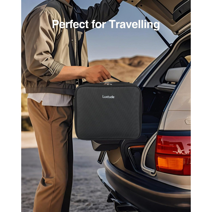 Органайзер для електроніки Luxtude: велика дорожня сумка, подвійний шар, Tech-сумка, органайзер для кабелів, для iPad (до 12,9 дюймів), чорний, XL