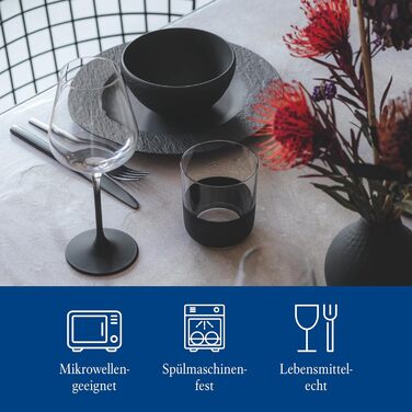 Villeroy & Boch – Manufacture Rock Starter Set, 6-Piece, Black, Dishwasher Safe, Microwave Safe, Matte Black Dinnerware Set, Tableware Service, Dining Dishware, Premium Porcelain Starter Set | 6-Piece Black