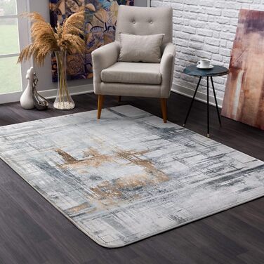 Килимок Tinyboy-HBQ для вітальні та спальні: сучасний дизайн, короткий ворс, сірий (80 x 120 см)