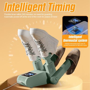 Електричний сушильник для взуття та рукавичок. Швидке сушіння взуття, черевиків, рукавичок. Колір: білий (зелений).