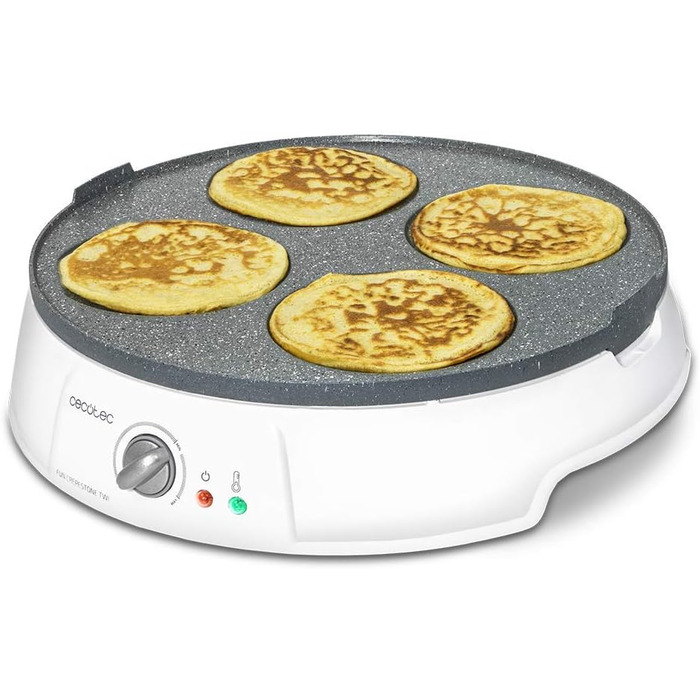 Електрична млинниця Cecotec Crepe Fun CrepeStone Twin 1200 Вт, антипригарна екоплита, реверсивна поверхня для млинців та оладок
