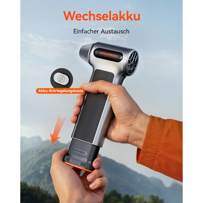 Електричний бездротовий пилосос-піскодув WOLFBOX MF200, 3-ступеневий, 4 насадки для ПК, авто, дому та вулиці