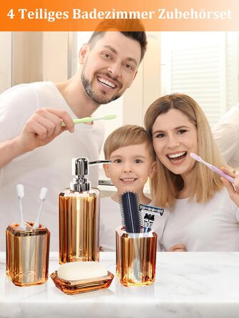 Набір аксесуарів для ванної кімнати, 4 шт. Акриловий набір для ванної: дозатор для лосьйону, стакан, тримач для зубних щіток, мильниця. Сучасний декор для ванної кімнати.