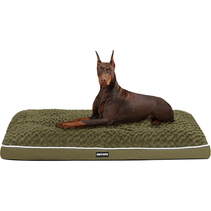 Ортопедичне ліжко для собак, килимок для собак з двоярусною конструкцією, миється, знімний кошик, 90 см для собак маленьких та середніх порід (120 x 74 x 12 см, оливковий)