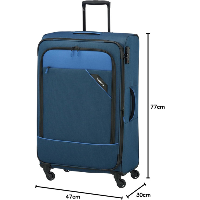 Paklite Валіза ручної поклажі на 4 колесах, 55 см, 41 л, з TSA замком та функцією накладки, блакитна