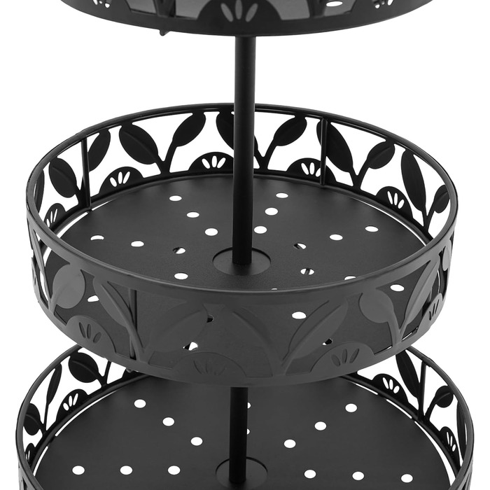 Багатоярусна підставка для фруктів Susoso, 3 яруси, чорна, 28.5x46.5 см