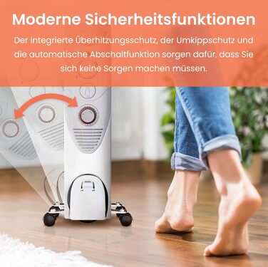 Електричний масляний радіатор Pro Breeze 2500W з термостатом та таймером - білий