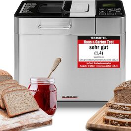Хлібопечка GASTROBACK Advance - повністю автоматична хлібопекарня з 18 програмами (вкл. йогурт), таймером, відсіком для інгредієнтів, оглядовим вікном, бротавтоматом / хлібопекарня з нержавіючою сталлю, для 1 особи