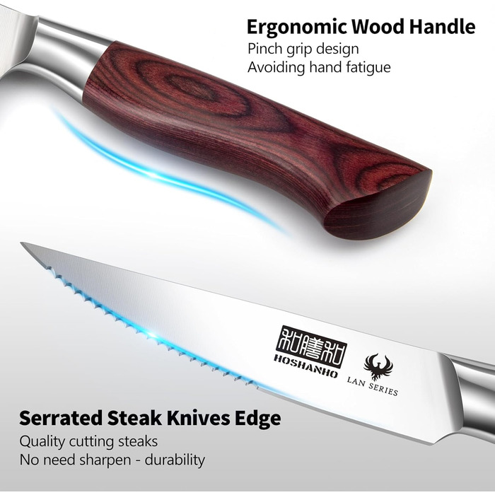 Набір кухонних ножів HOSHANHO (8 шт.) з нержавіючої сталі, професійний японський шеф-ніж, 20 см, з ергономічною ручкою